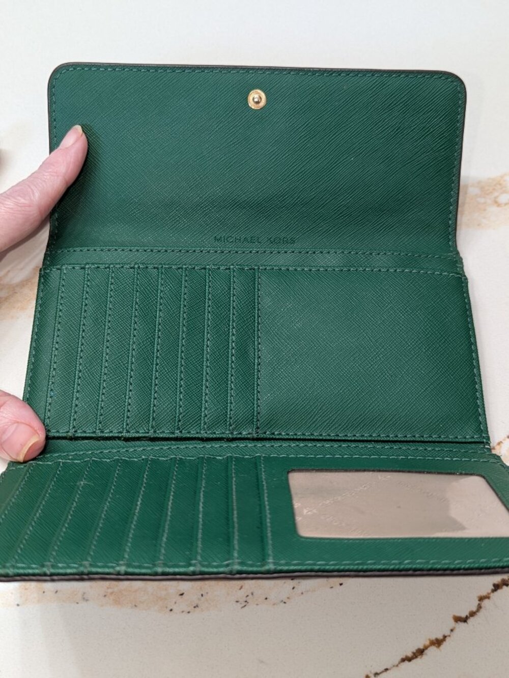 Michael Kors Forest Green long wallet, EUC - Picture 5 of 8